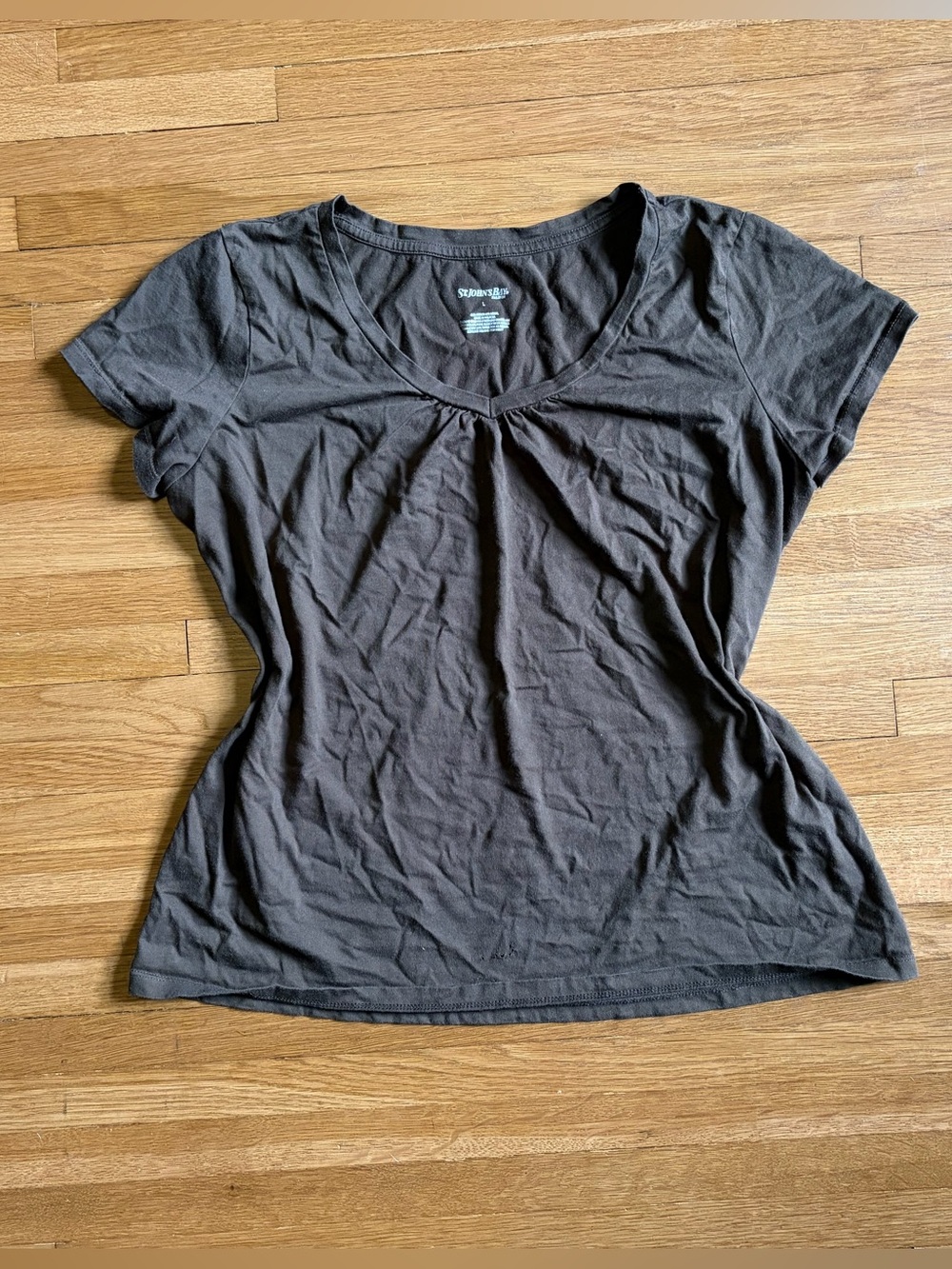St. John's Bay Y2K Indie Brown Whimsigoth Ruched Grunge Tee Boho Size Large